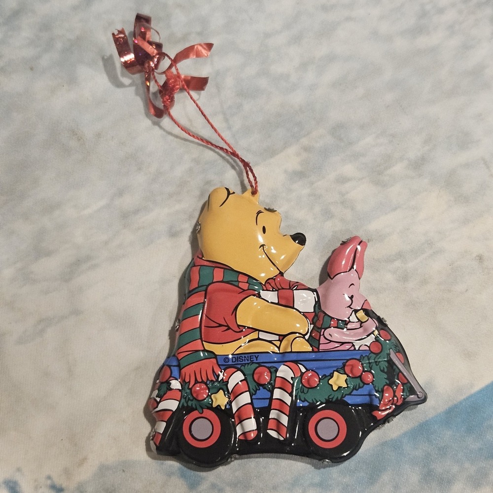 Vintage Disney Winnie the Pooh Piglet Metal Christmas Tree Ornament Holiday Car